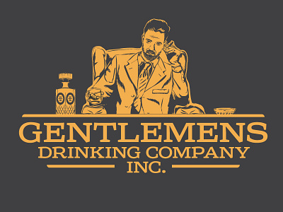 Final Design for GDC cigar drinking gents hand drawn los angeles vintage