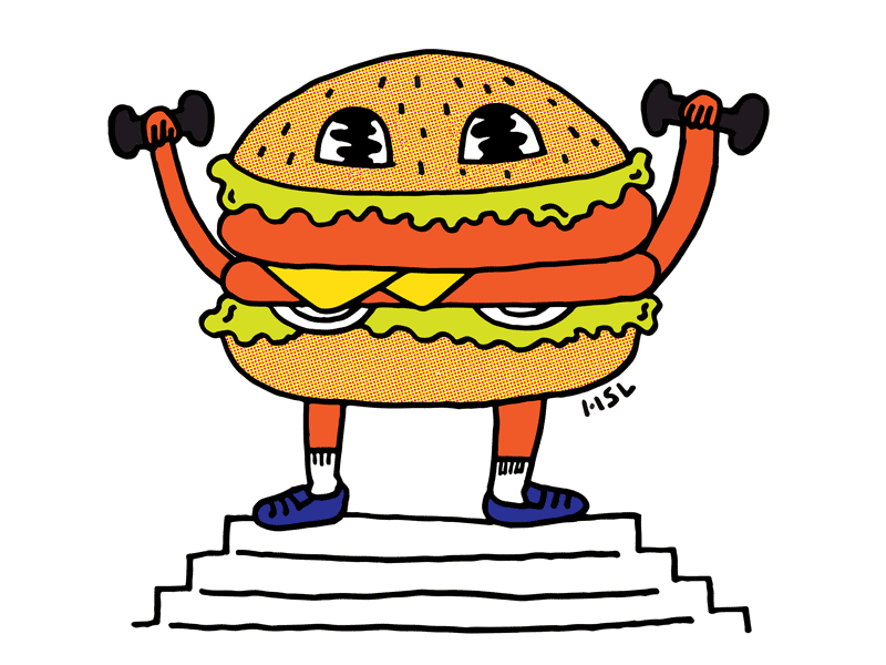 Get in shape... gif hamburger illustration workout