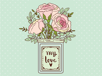 Roses for beloved flower illustration love pot rose roses vector vintage