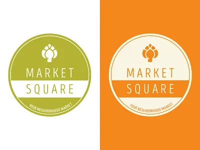 Market Square Logo brand branding circle green grocery logo orange retail retro stamp store traditional