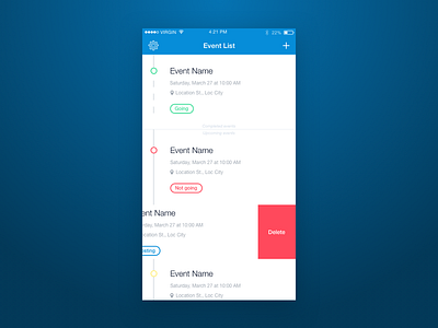 Event Planner App - Style Concept #3 calendar concept home invite main timeline ui