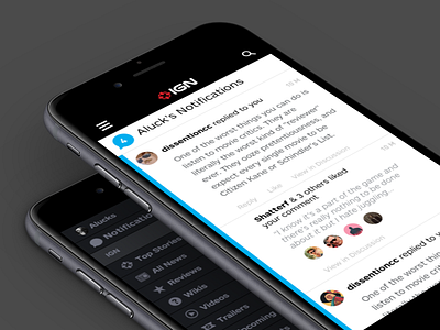 IGN Notifications app design ui ux