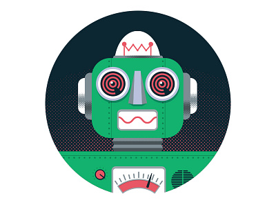 Robo #2.0 chrome dome halftone illustration retro robot texture