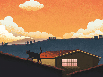 Roof With a View building cat cats illustration illustrator italy roof texture tuscany