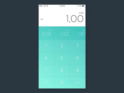 DailyUI Challenge 004 calculator currency dailyui gradient green ios minimal mobile app ui