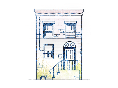 row house east coast house illustration philly row house stroke texture windows