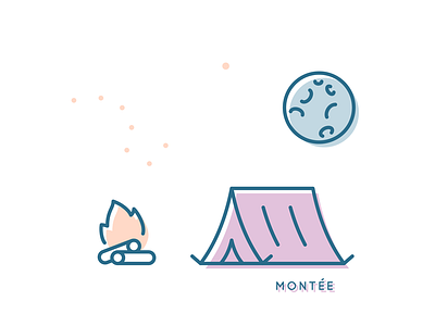 Campsite camp fire illustration montee outdoors