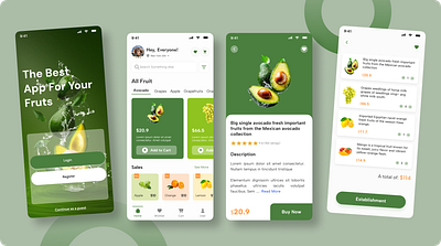 🍏 Fresh & Vibrant – Modern UI for a Fruit Shopping App 🍊 clean ui dribbble showcase e commerce figma ui food app fresh design fruit shop green theme grocery app interactive ui minimal ui mobile app mobile ui modern design neumorphism product page shopping app ui design user experience ux design