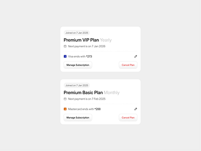 Plan Subscription Card 🗓 action button card clean component design icon interface label minimal modal monthly payment plan saas simple subscribe subscription tag ui