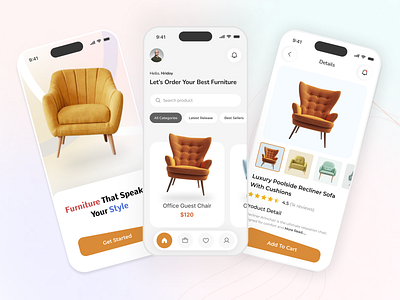 Furniture Mobile App Design ios design landing page design mobile app design product design re design responsive design screenshot design ui uiux web design website design