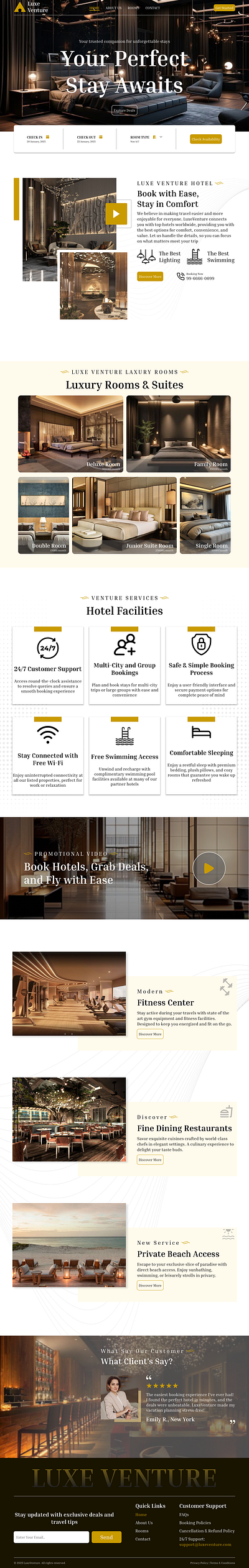 LuxeVenture Hotel Booking Website booking booking platform hotel hotel booking online booking restaurant room book website design