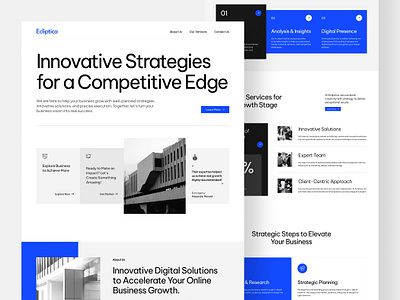 Strategy Consulting Agency Landing Page agency animation business clean company consultation corporate design figma landing page modern professional strategy ui design uiux user interface web design website