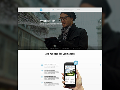 Nyhedskiosken app clean design landing page news nyhedskiosken papers web website