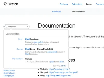 Sketch DocSearch Algolia #spoilalert api doc search sketch