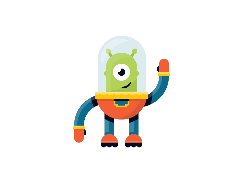 Beemer alien character dangerdom dominic flask flat illustration product rocket space sticker ufo vector