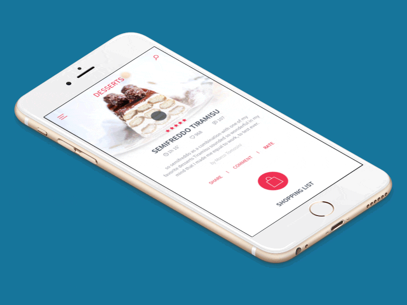 Recipes App UI Kit Animation app clean flat free freebie ios minimal sketch ui design ui kit ux design