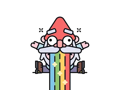 Gnome character clean flat illustration gnome illustration line line art out line rainbow
