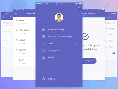 Pain Management App for iOS design flat ios mobile survey ui