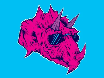 Triceraboss digital art dinosaur illustration photoshop sunglasses triceratops