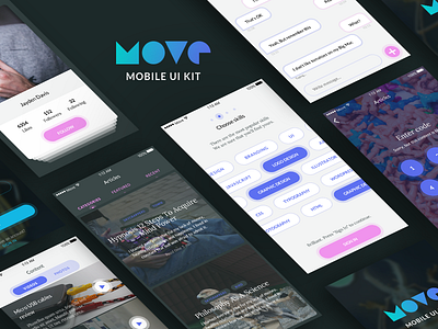 Move | Mobile UI Kit. Free iOS screens for Sketch app application card free freebie ios mobile sketch tags ui ui kit