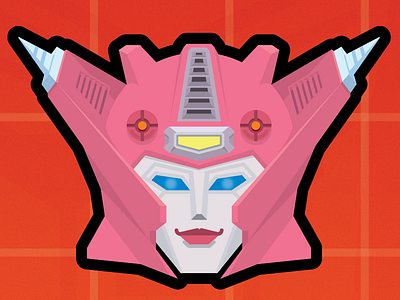 Elita One cartoons face female head helmet illustration pink robot transformers vector