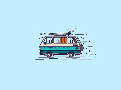 Surf Wagen blue brooklyn nyc car graph design iconography illustration orange surf board vehicle volkswagen vw wagen