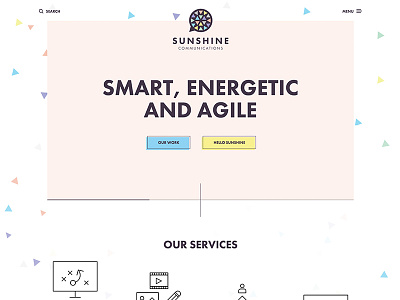 Sunshine Communications clean colorful flat minimal responsive web design website