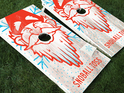 The Snoball Toss beanbags cornhole gnome snoballs whitewash wood