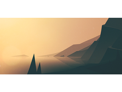 golden coast coast drive illustration minimal mountains sunrise