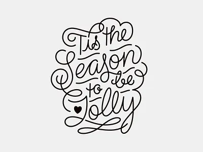 'Tis the season card christmas curvy custom type hand lettering letter lettering marie zieger monoline swirly typography