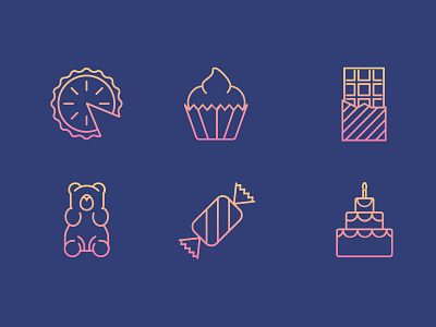 Sweet Icon Set Pt. 2 birthday birthday cake cake candy bar chocolate cupcake gummy bear icon icons pie sugar sweets