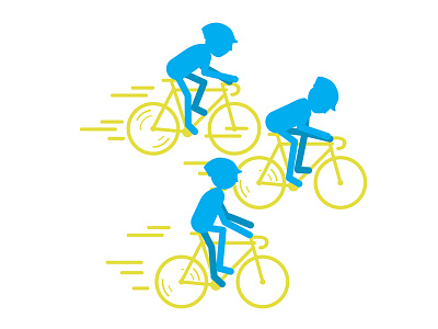 Lil'' Bikers biker blue cyan cycle cyclists illustration illustrator lines motion yellow