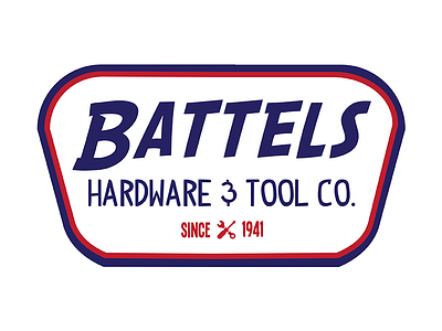 Battels Hardware Logo americana branding design flat graphic logo mid century sign vector vintage