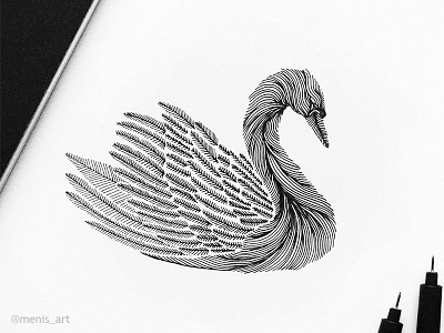 Animal Lines // Swan art bird design drawing flower handdrawn handmade illustration ink logo pen swan
