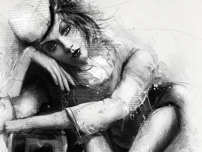 Porcelain digital art drawing fashion illustration painting vintage