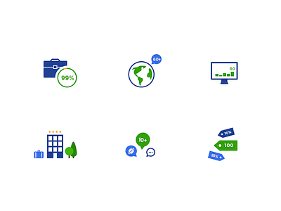 University website icon set briefcase hotel icon planet sale set talk