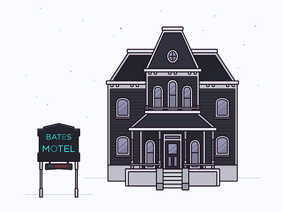 Bates motel alfred hitchcock bates motel building facade home house illustration motel movie psycho tarful vector