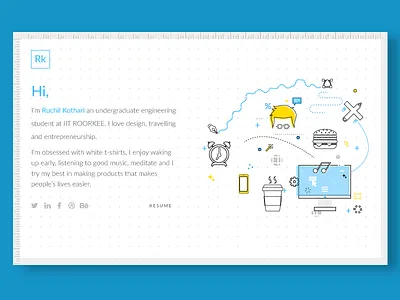 Designer Personal Website grids line icons minimal personal photoshop portfolio resume rulers ui ux website