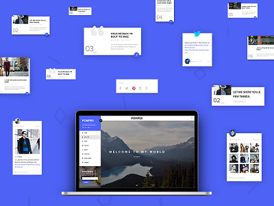 POMPEII | Material Personal Blog PSD Template card design dzoan material design personal blog psd template