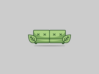 Eco couch art couch eco ecology furniture green leaf sofa vector