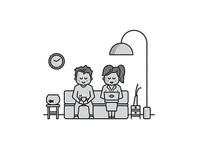 Digital Comfort app cell character clean icon illustration line minimal people phone stroke vector