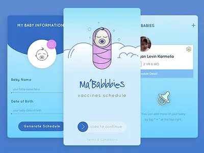 Baby Vaccines Scheduler android baby calendar ios notification reminder schedule ui design user interface ux design