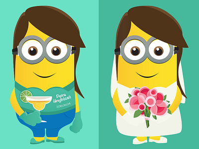 Lady Minions bachelorette bride cute illustration minions lady minion