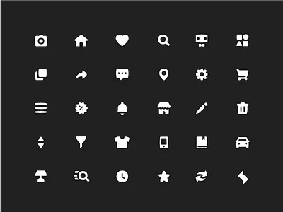 Icon Style Exploration for E-commerce automobile cart heart home icon offer rate replacement search trash wish list