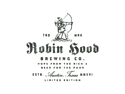 Robin Hood Brewing Co. beer brewing company grain hood hops logo poor rich robin