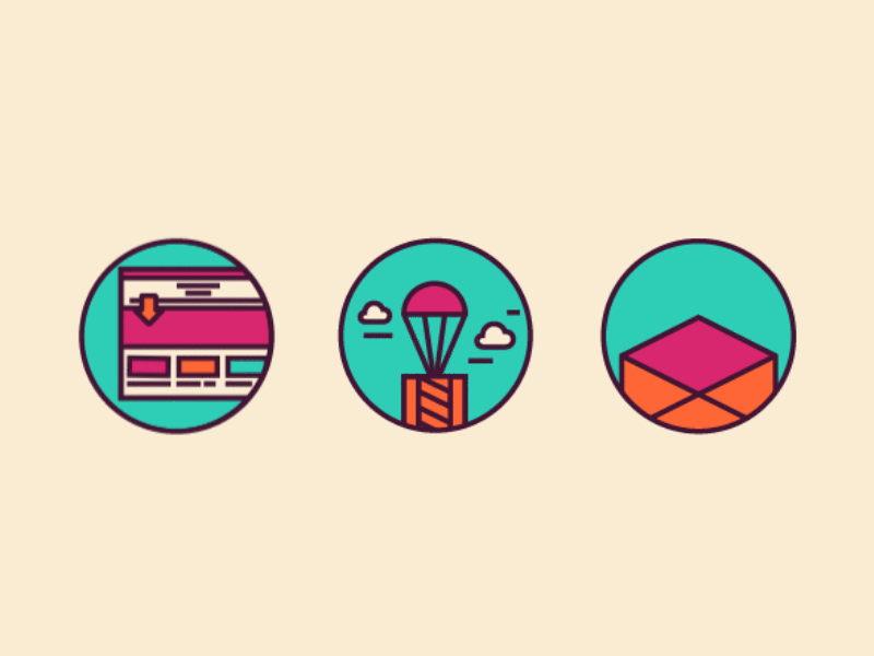 Animated icon sent animation box envelope icon interface purple select set ui ux web website