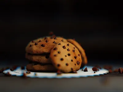 Chocolate Chip Cookies 3d bakery c4d cgi chocolate chip cinema4d cookies food pastry