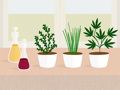 edibles. 420 cannabis chives herbs illustration illustrator kitchen plants pot thyme weed