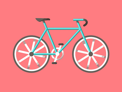Bike bicycle bike coral cycling flat illustration illustrator minimal simple teal vector