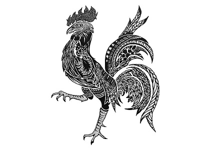 Parisian Rooster Illustration animal bird ink paris rooster tattoo
